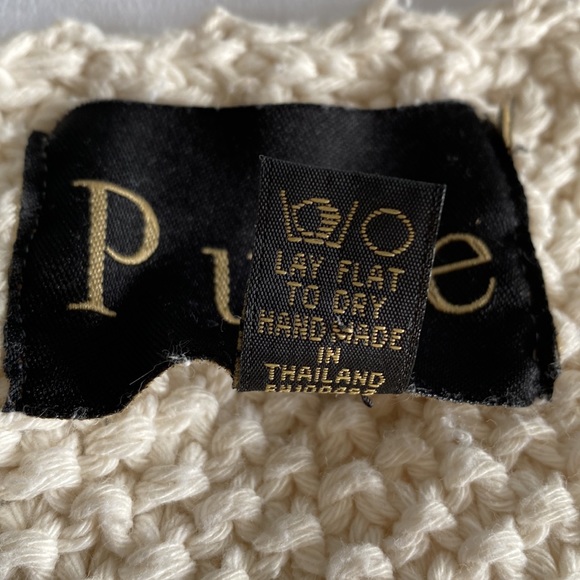 Pure Womens White Cotton Long Sleeve Handknit Button Up Cardigan Sweater L/XL - Picture 10 of 10